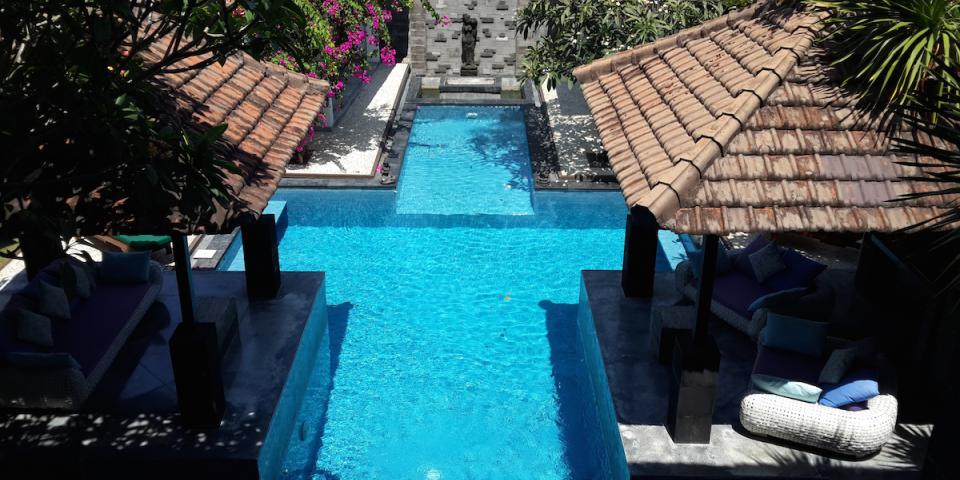 Swimming Pool inbetween two pavillions